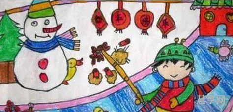7一10岁儿童画春节(小学生春节的画)