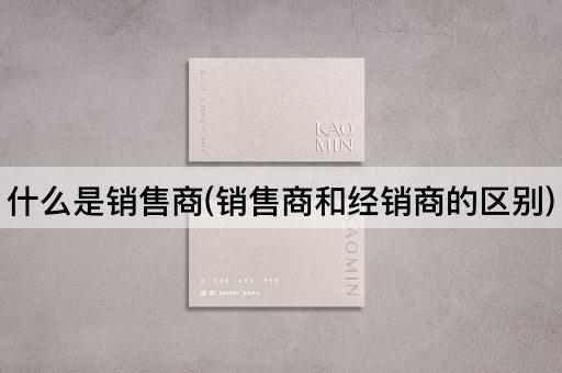 什么是销售商(销售商和经销商的区别)