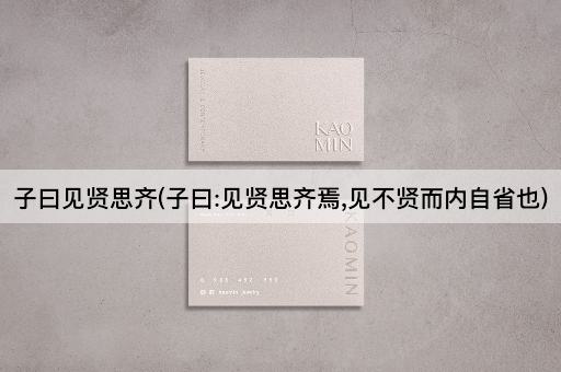 子曰见贤思齐(子曰:见贤思齐焉,见不贤而内自省也)