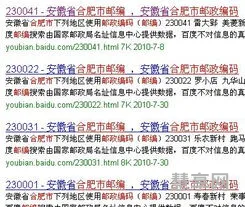合肥邮政编码(合肥各个区邮编是多少)